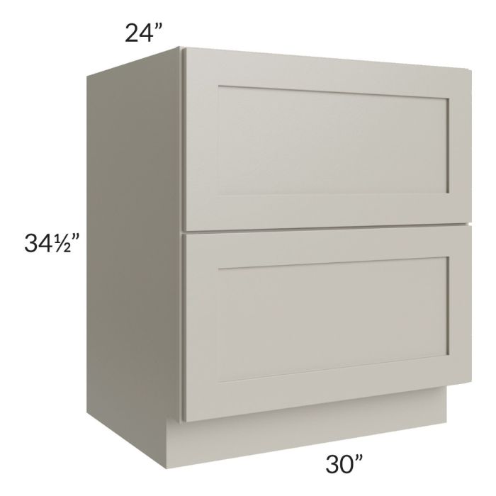 Stratton Light Grey Shaker 30" 2-Drawer Base Cabinet