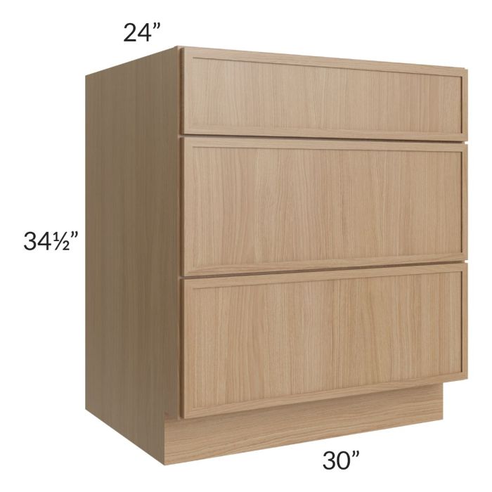 Township Rift Oak 30" 3-Drawer Base Cabinet