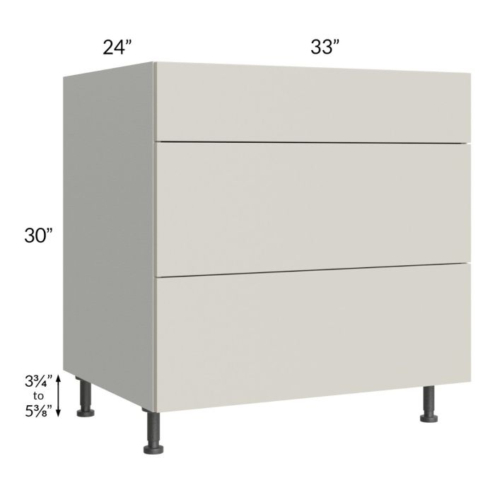 Milan Beige Matte 33" 3-Drawer Base Cabinet