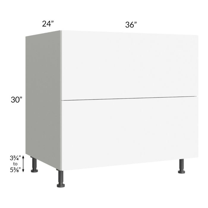 Milan White Matte 36" 2-Drawer Base Cabinet