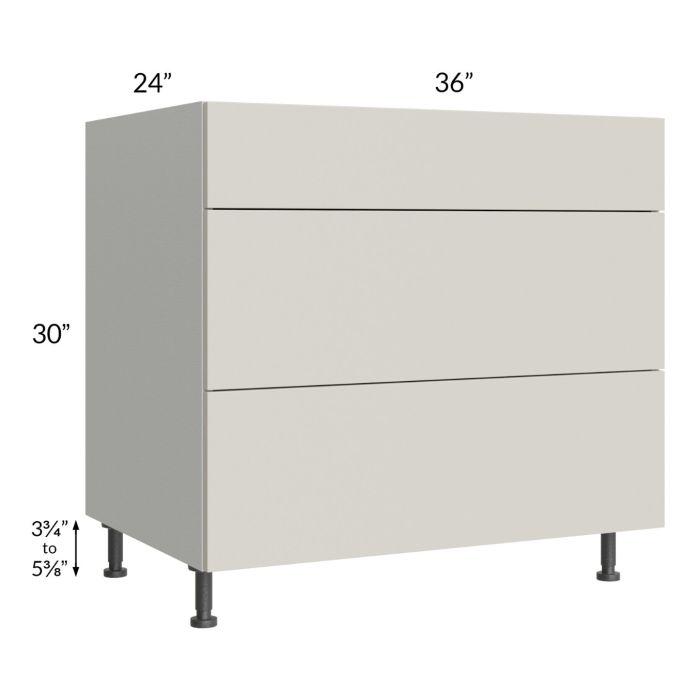Milan Beige Matte 36" 3-Drawer Base Cabinet