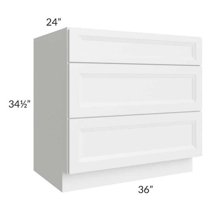 Bayville White 36" 3-Drawer Base Cabinet
