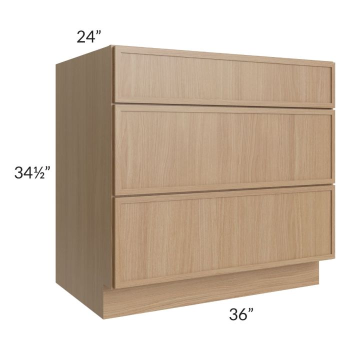 Township Rift Oak 36" 3-Drawer Base Cabinet