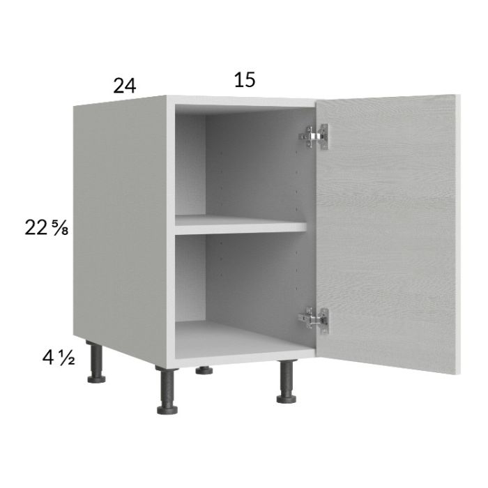 Euro White Grain 15" Full Height Door Desk Base Cabinet