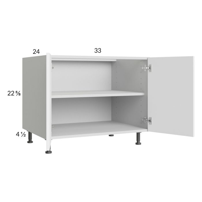 Euro Gloss White 33" Full Height Door Desk Base Cabinet