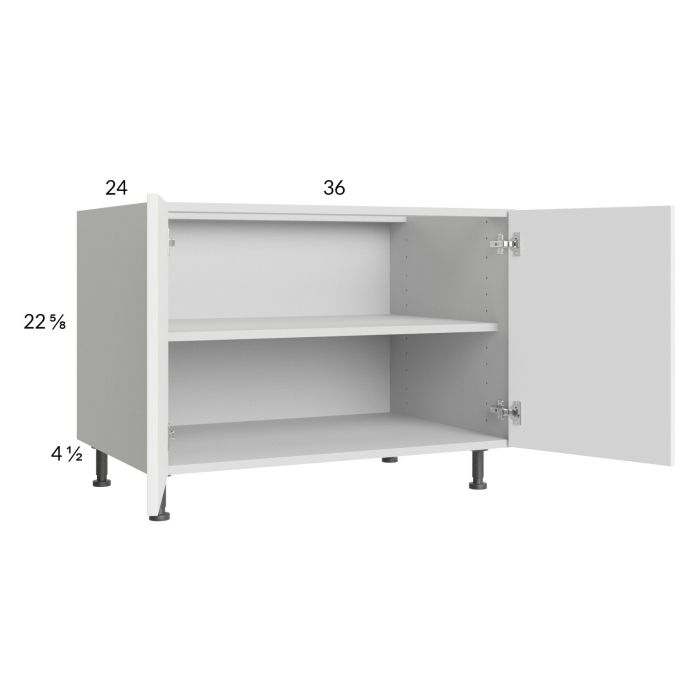 Euro Gloss White 36" Full Height Door Desk Base Cabinet