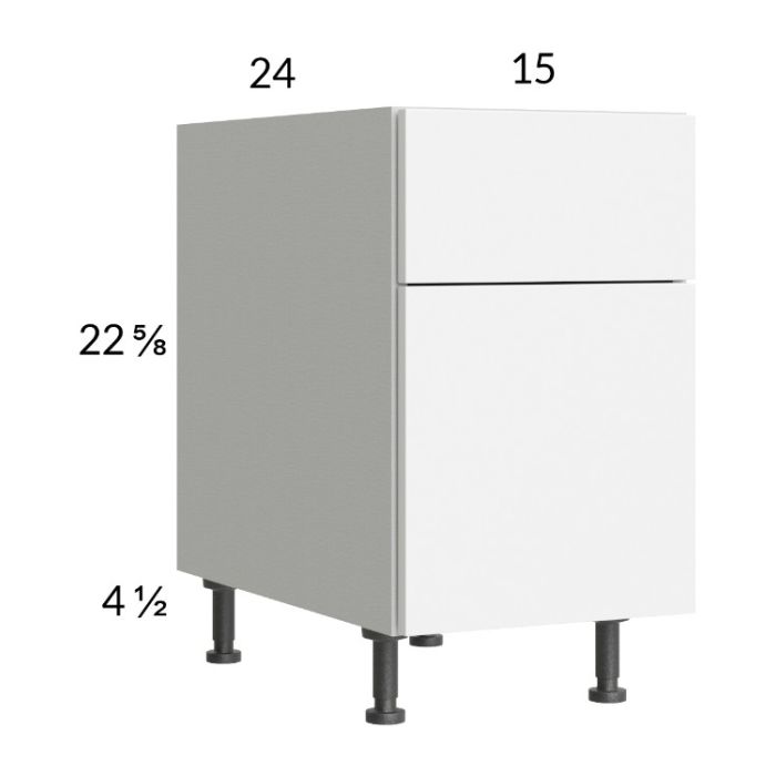 Euro Gloss White 15" 2-Drawer Desk Base Cabinet