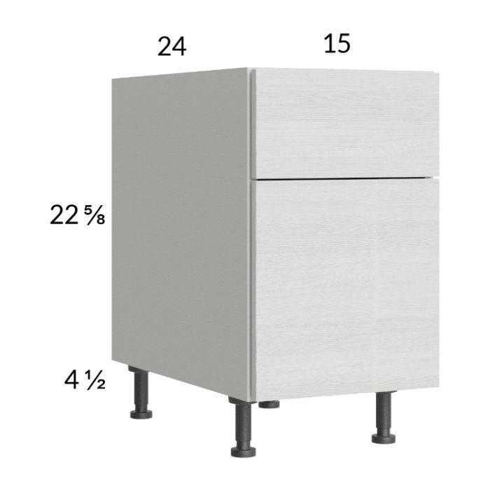 Euro White Grain 15" 2-Drawer Desk Base Cabinet