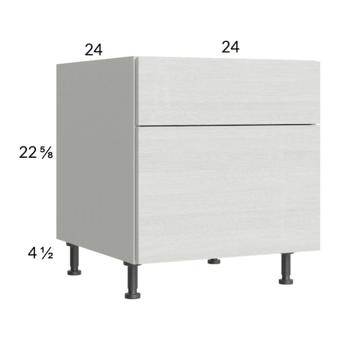 Euro White Grain 24" 2-Drawer Desk Base Cabinet