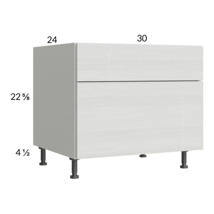 Euro White Grain 30" 2-Drawer Desk Base Cabinet