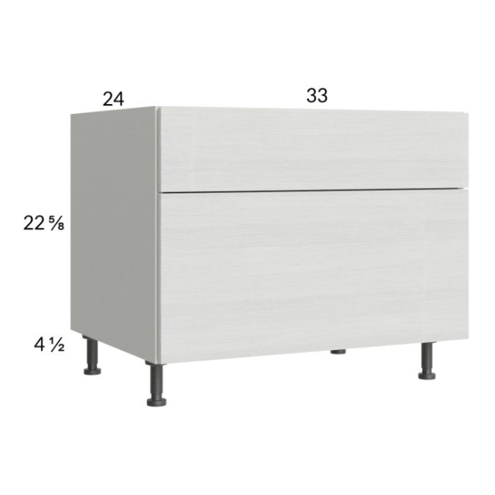 Euro White Grain 33" 2-Drawer Desk Base Cabinet