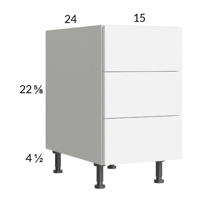 Euro Gloss White 15" 3-Drawer Desk Base Cabinet