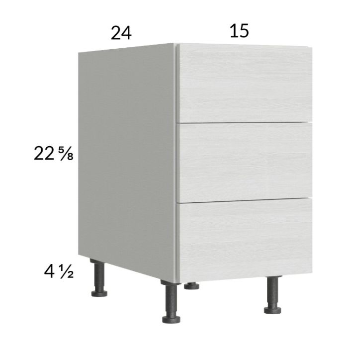Euro White Grain 15" 3-Drawer Desk Base Cabinet