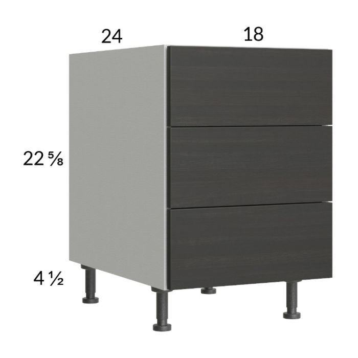 Euro Cafe 18" 3-Drawer Desk Base Cabinet