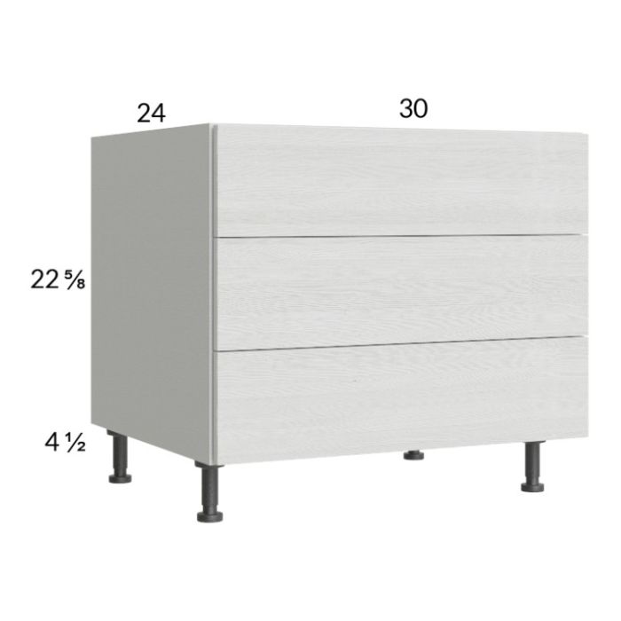 Euro White Grain 30" 3-Drawer Desk Base Cabinet
