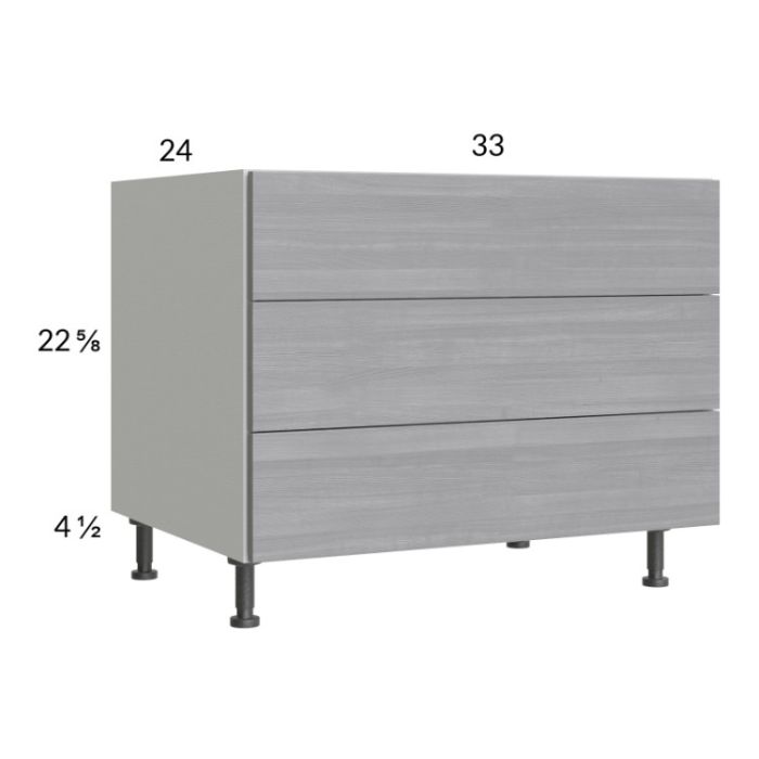 Euro Grey 33" 3-Drawer Desk Base Cabinet