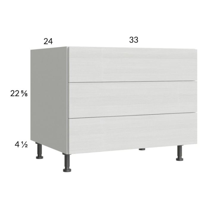 Euro White Grain 33" 3-Drawer Desk Base Cabinet