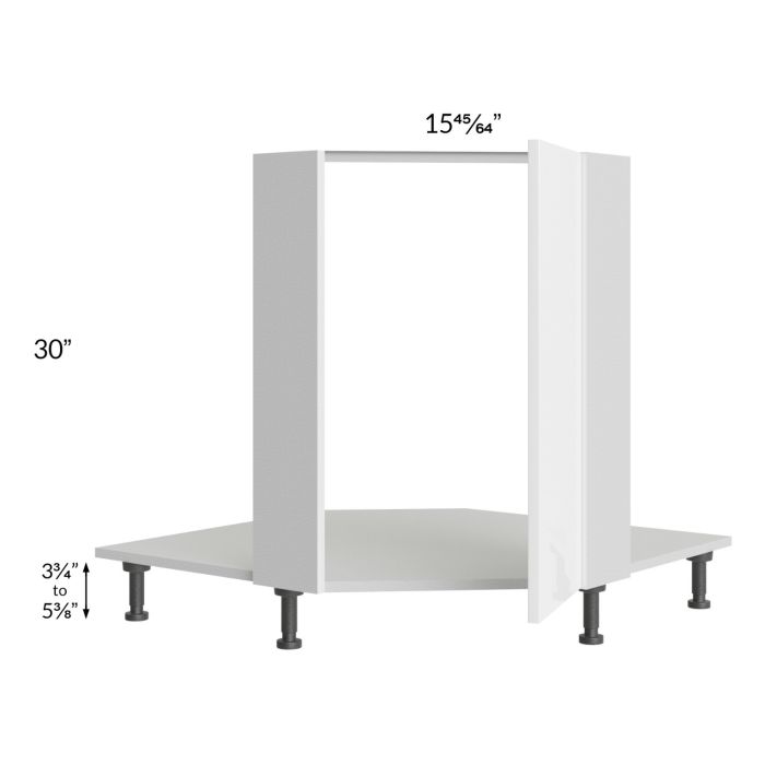 Milan White Gloss 36" Full Height Door Diagonal Corner Sink Front