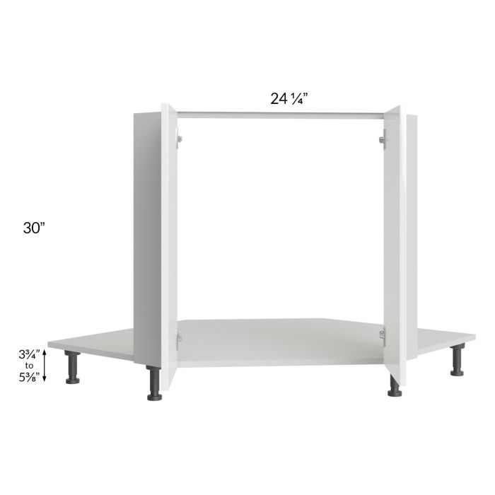 Milan White Gloss 42" Full Height Door Diagonal Corner Sink Front