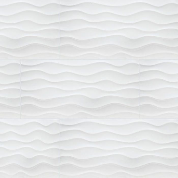 Dymo Wavy White 3D 12" x 24"  Wall Tile
