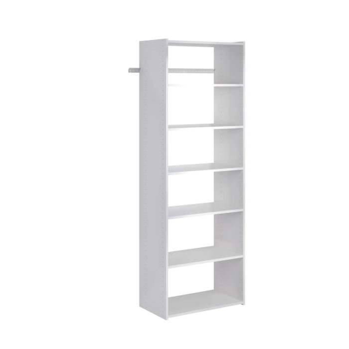 Essential Shelf Tower Closet Storage Wall Mounted Organizer Kit System with Shelves and Hanging Rod