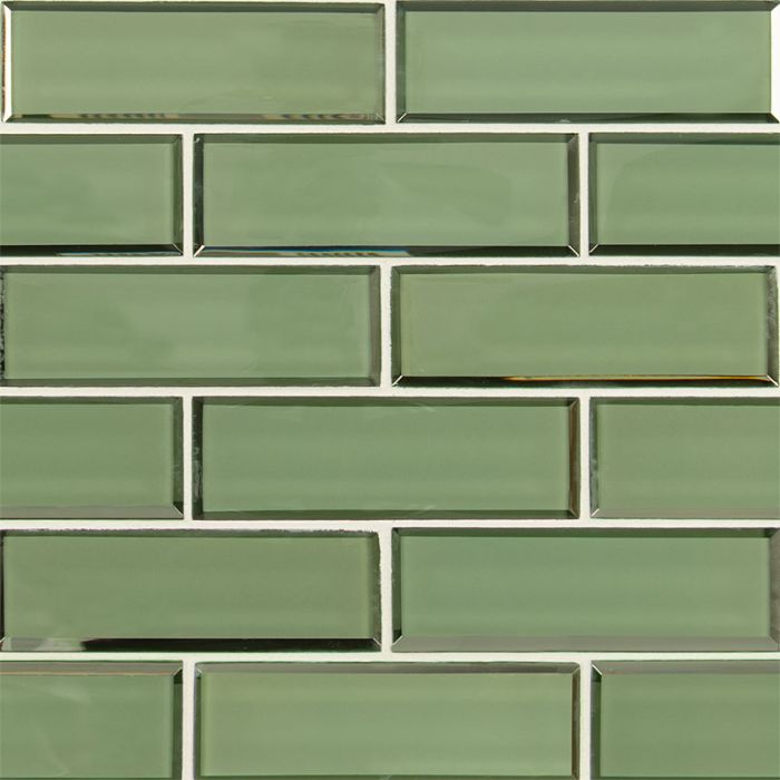 Evergreen Beveled Subway 2" x 6" x 8mm Mosaic Wall