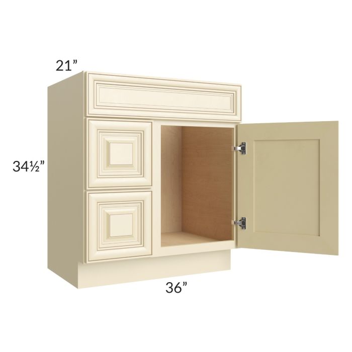 Phoenix Cream Glaze 30x21 Vanity Sink Base Cabinet (Door on Right)