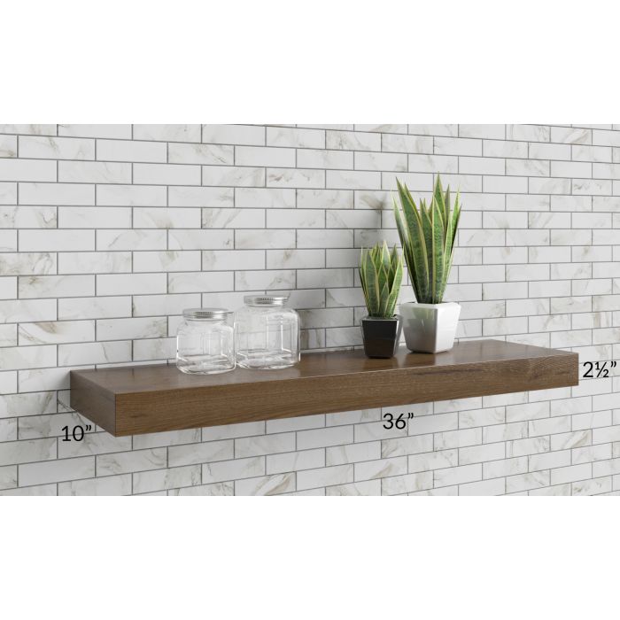Milan White Gloss 36" Floating Walnut Shelf