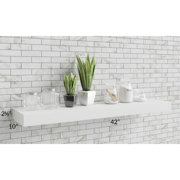 Aspen White Shaker 42" Floating White Shelf