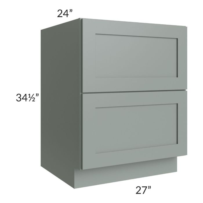 Woodland Green Shaker 24" 2-Drawer Base Cabinet