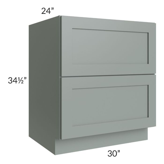 Woodland Green Shaker 24" 2-Drawer Base Cabinet