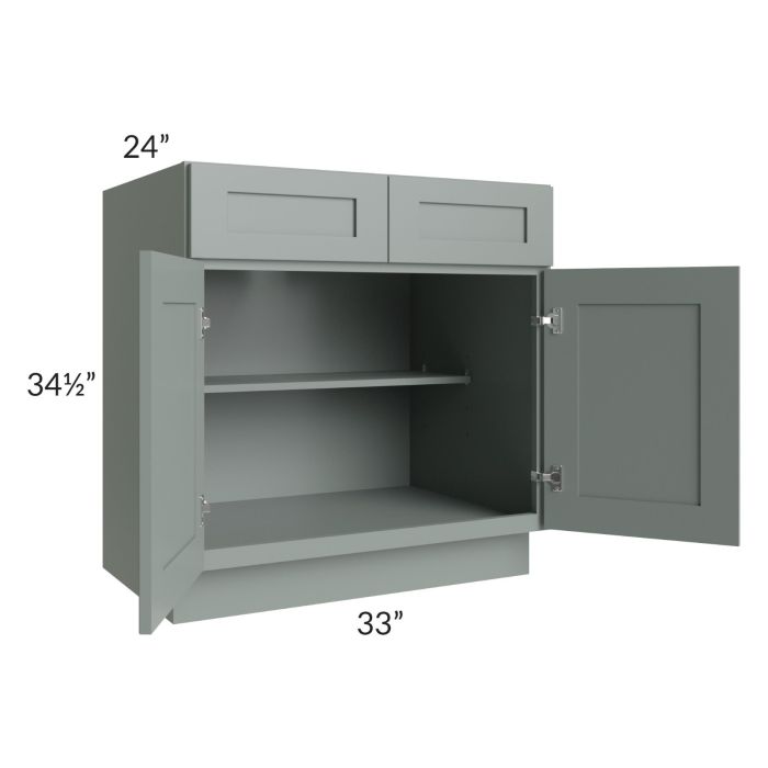 Woodland Green Shaker 24" 2-Drawer Base Cabinet