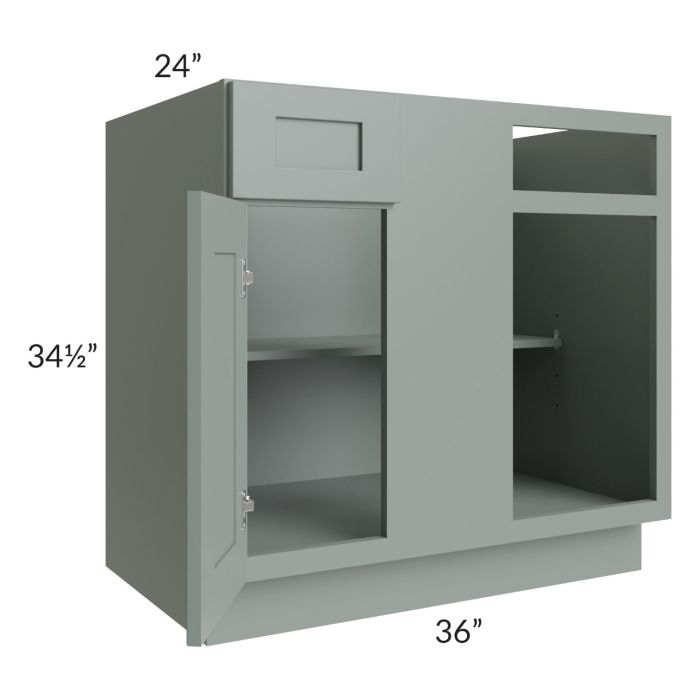 Woodland Green Shaker 24" 2-Drawer Base Cabinet