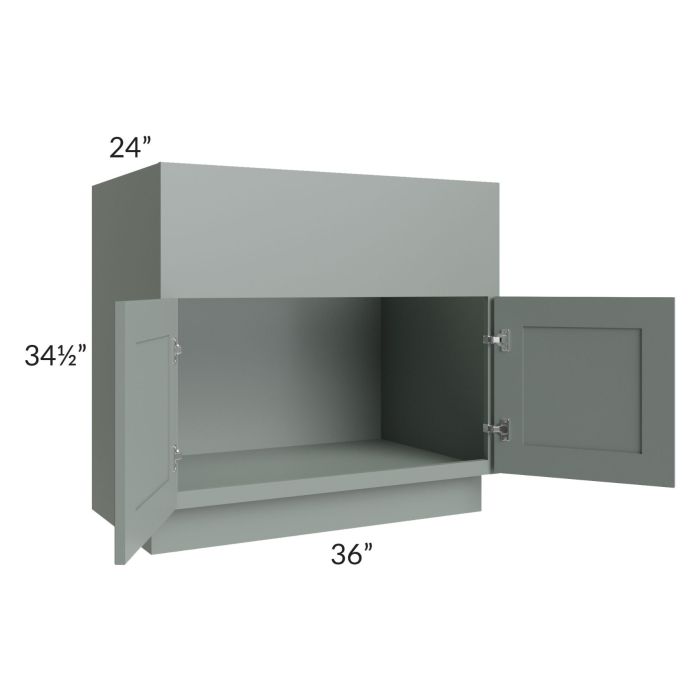 Woodland Green Shaker 24" 2-Drawer Base Cabinet