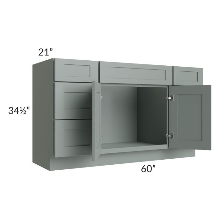 Woodland Green Shaker 24" 2-Drawer Base Cabinet