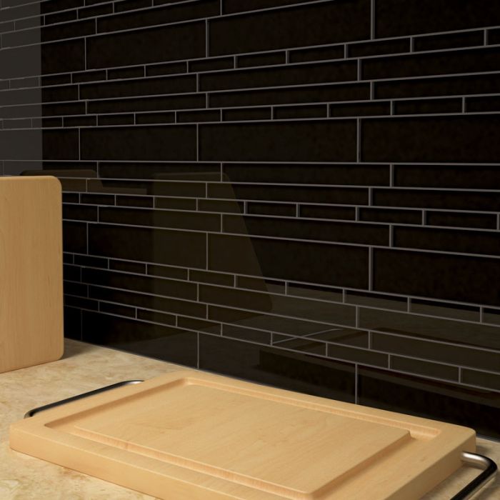 Cristezza Club Glass Tile in Black - 9.5" x 10.5"