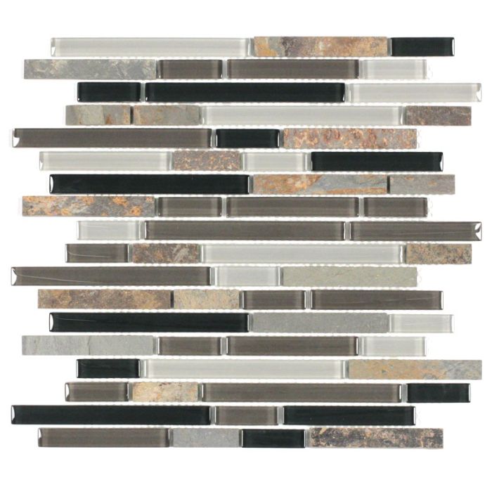 Piano Stone & Glass Tile in Slate - 11.75" x 11.75"