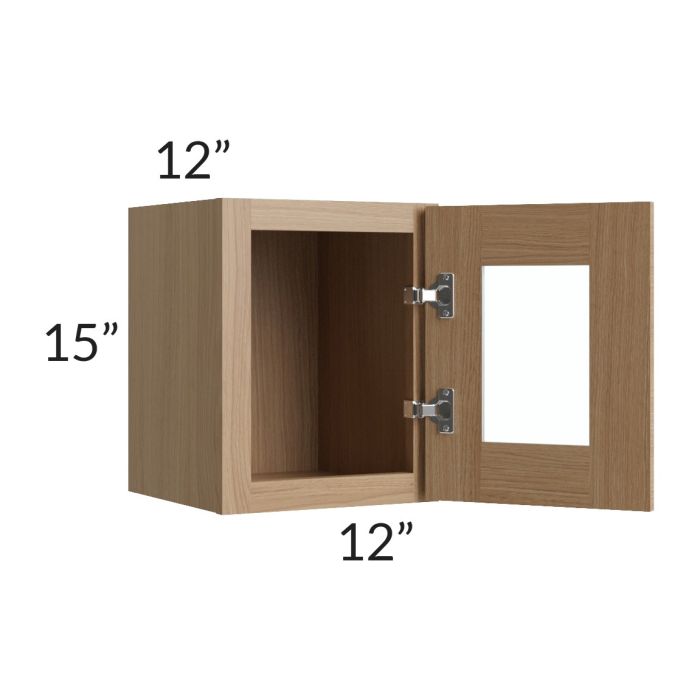 Asheville Rift Oak Shaker 12x15 Wall Glass Door Cabinet