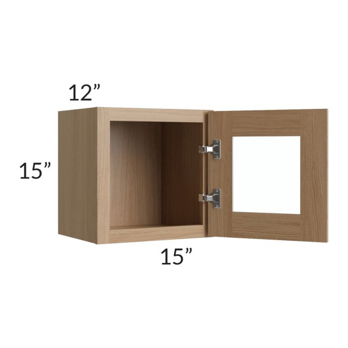 Township Rift Oak 15x15 Wall Glass Door Cabinet