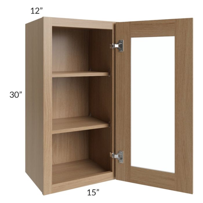 Asheville Rift Oak Shaker 15x30 Wall Glass Door Cabinet