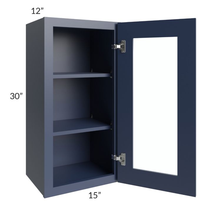 Bayville Blue 15x30 Wall Glass Door Cabinet
