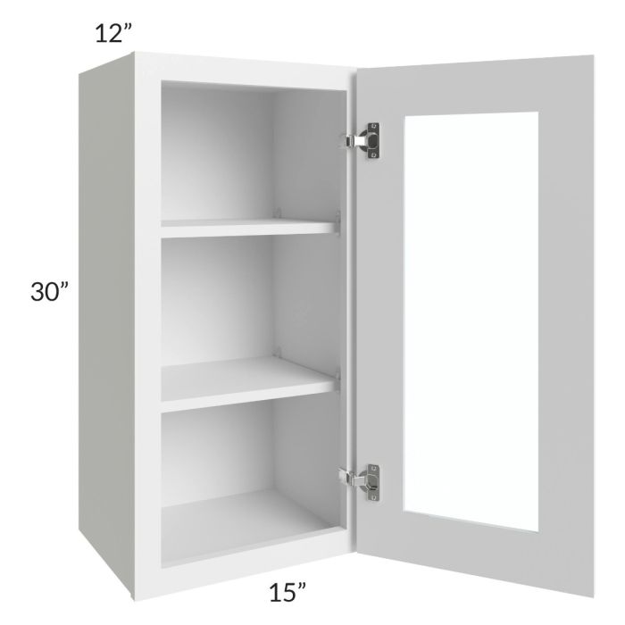 Bayville White 15x30 Wall Glass Door Cabinet