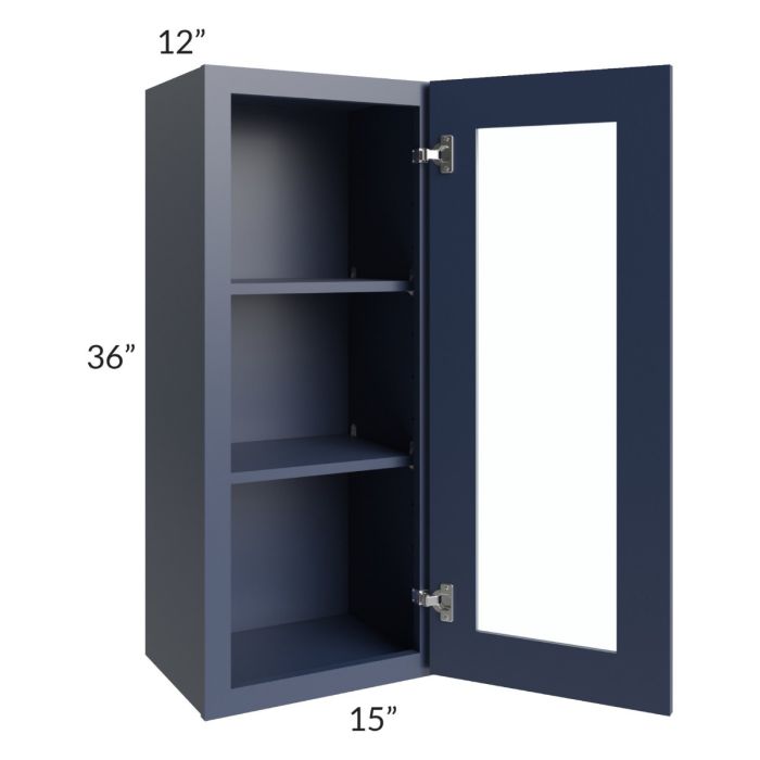 Bayville Blue 15x36 Wall Glass Door Cabinet