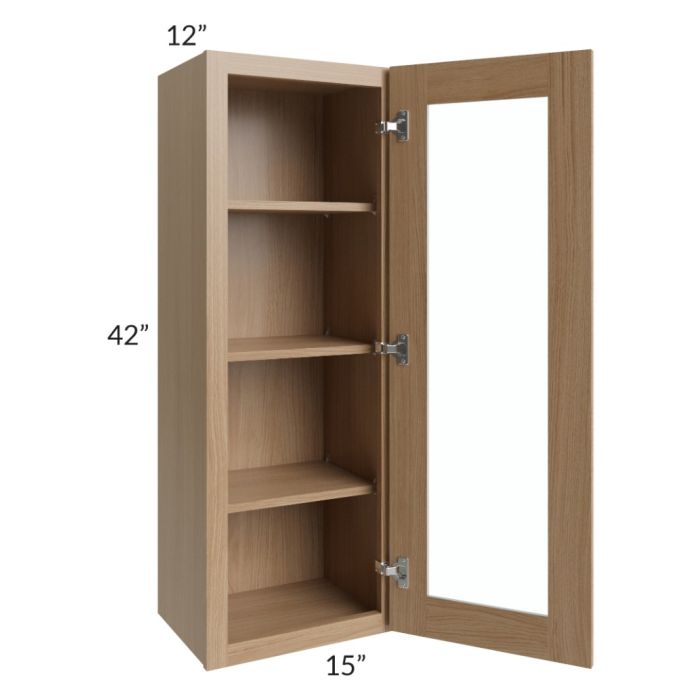 Township Rift Oak 15x42 Wall Glass Door Cabinet
