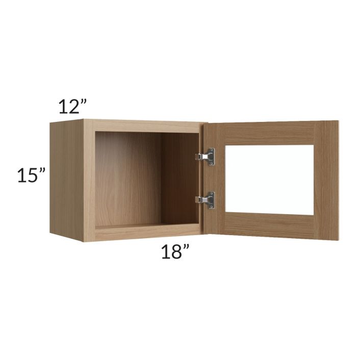 Township Rift Oak 18x15 Wall Glass Door Cabinet