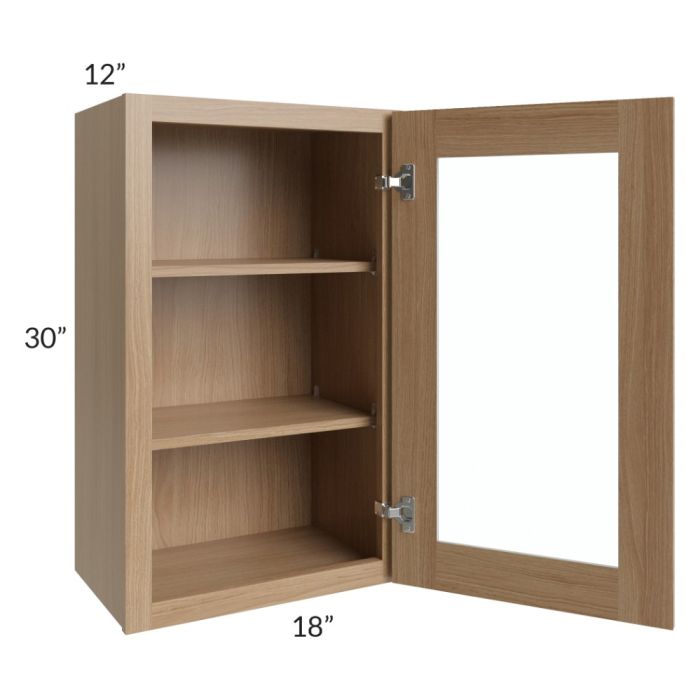 Asheville Rift Oak Shaker 18x30 Wall Glass Door Cabinet