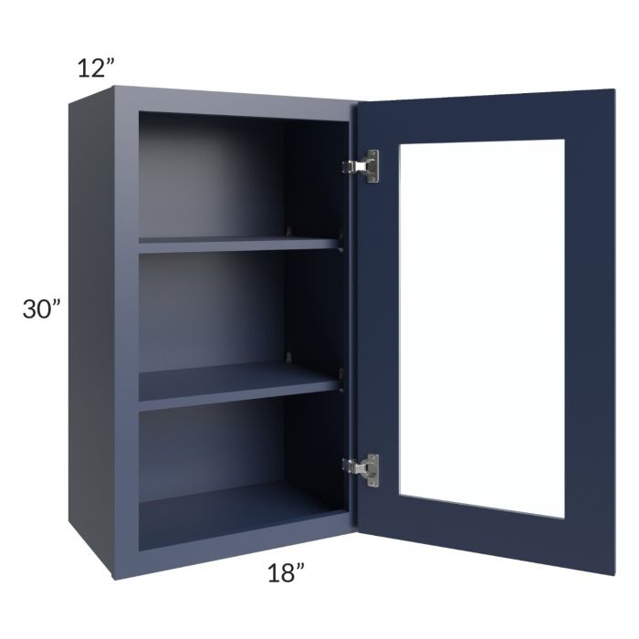 Bayville Blue 18x30 Wall Glass Door Cabinet