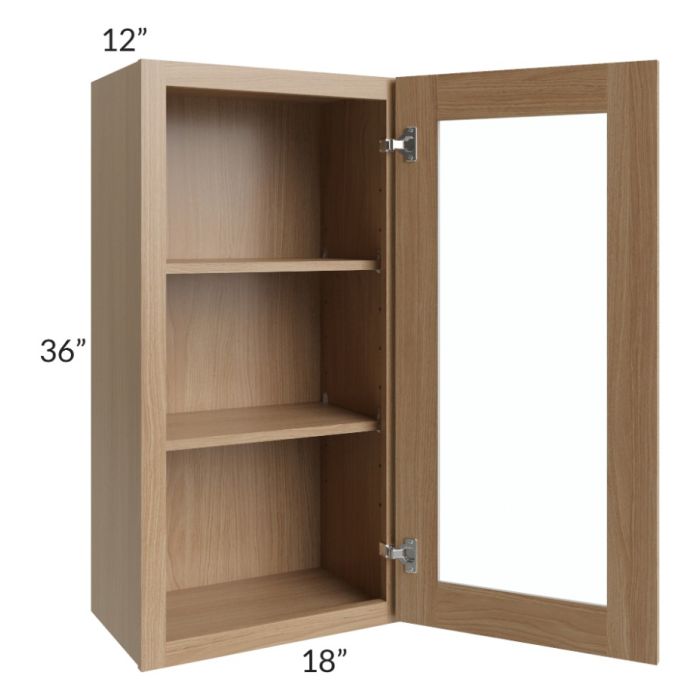 Asheville Rift Oak Shaker 18x36 Wall Glass Door Cabinet