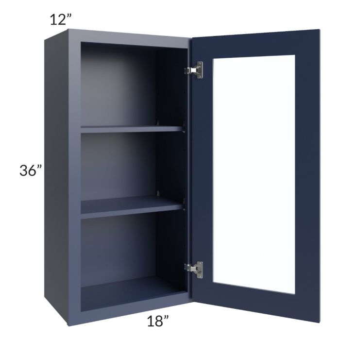 Bayville Blue 18x36 Wall Glass Door Cabinet