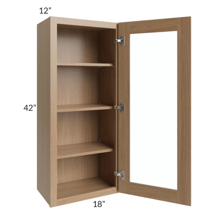 Asheville Rift Oak Shaker 18x42 Wall Glass Door Cabinet